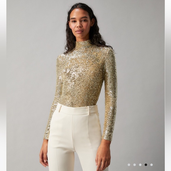 Tory Burch | Tops | Bnwt Tory Burch Sequin Embellished Gold Turtleneck Sz  Xl | Poshmark
